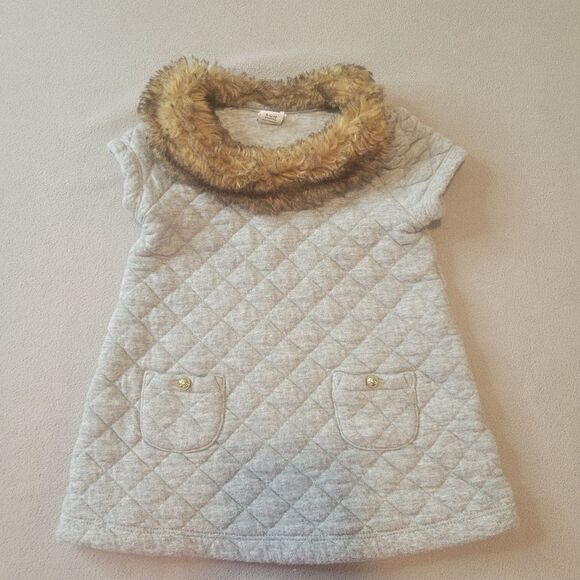 Janie and Jack Faux Fur Quilted Dress Size 6 to 12 months - Picture 1 of 7